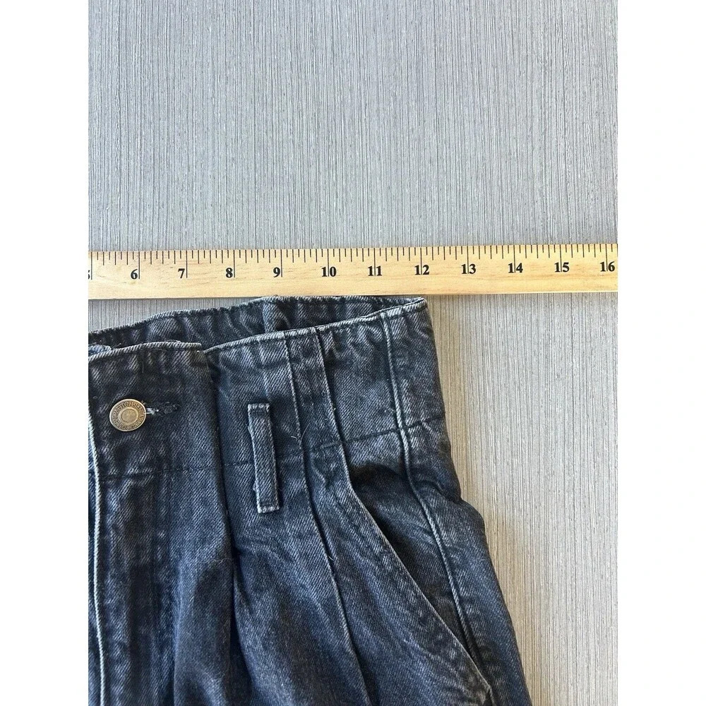 Abercrombie & Fitch Mom Jeans High Waisted Raw Hem Black 24 - Picture 6 of 8